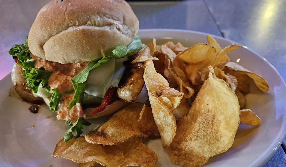 Red's Grilled Chicken Sandwich with Homemade Chips